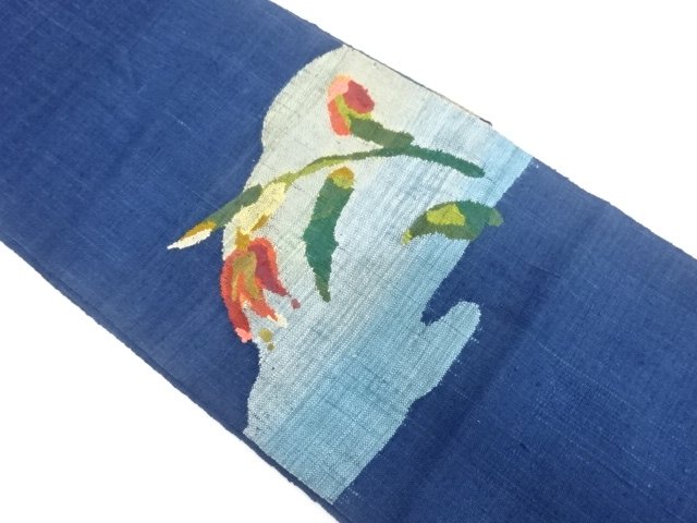 JAPANESE KIMONO / ANTIQUE NAGOYA OBI / MAWATA TSUMUGI / WOVEN FLOWER